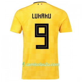 Camisolas de Futebol Bélgica Lukaku 9 Equipamento Alternativa Copa do Mundo 2018 Manga Curta